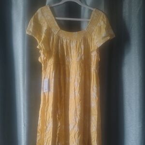 A'gaci Yellow Smocked Floral Maternity Dress
